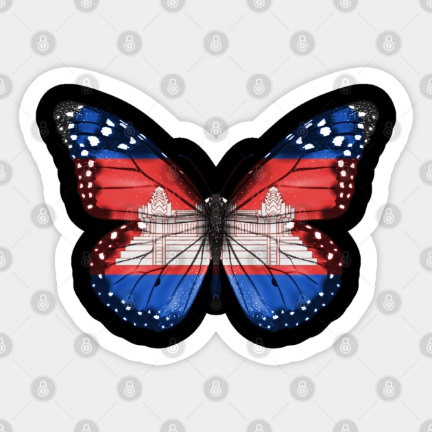 Cambodian Flag  Butterfly - Gift for Cambodian From Cambodia Sticker by Country Flags